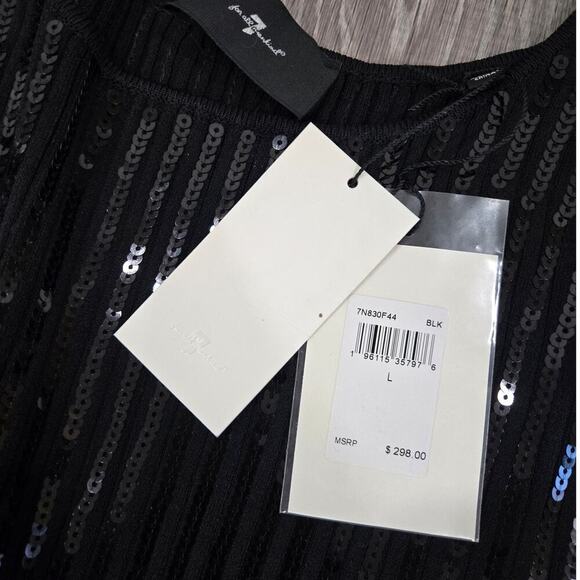 NWT 7 For All Mankind Sequin Wide Leg Knit Pull on Jumpsuit size L - Picture 6 of 9